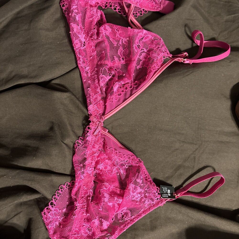 Etam Pink Sheer Lace  Bralette 32B New With Tags